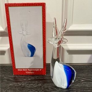 Vtg Hand Blown Crystal Art Glass Deer/Antelope Figurine Paperweight